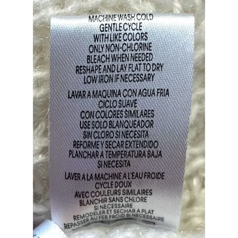 Calvin Klein Women's Ivory Mock Neck Knit Pullover Fanny Sweater S Warm Cozy